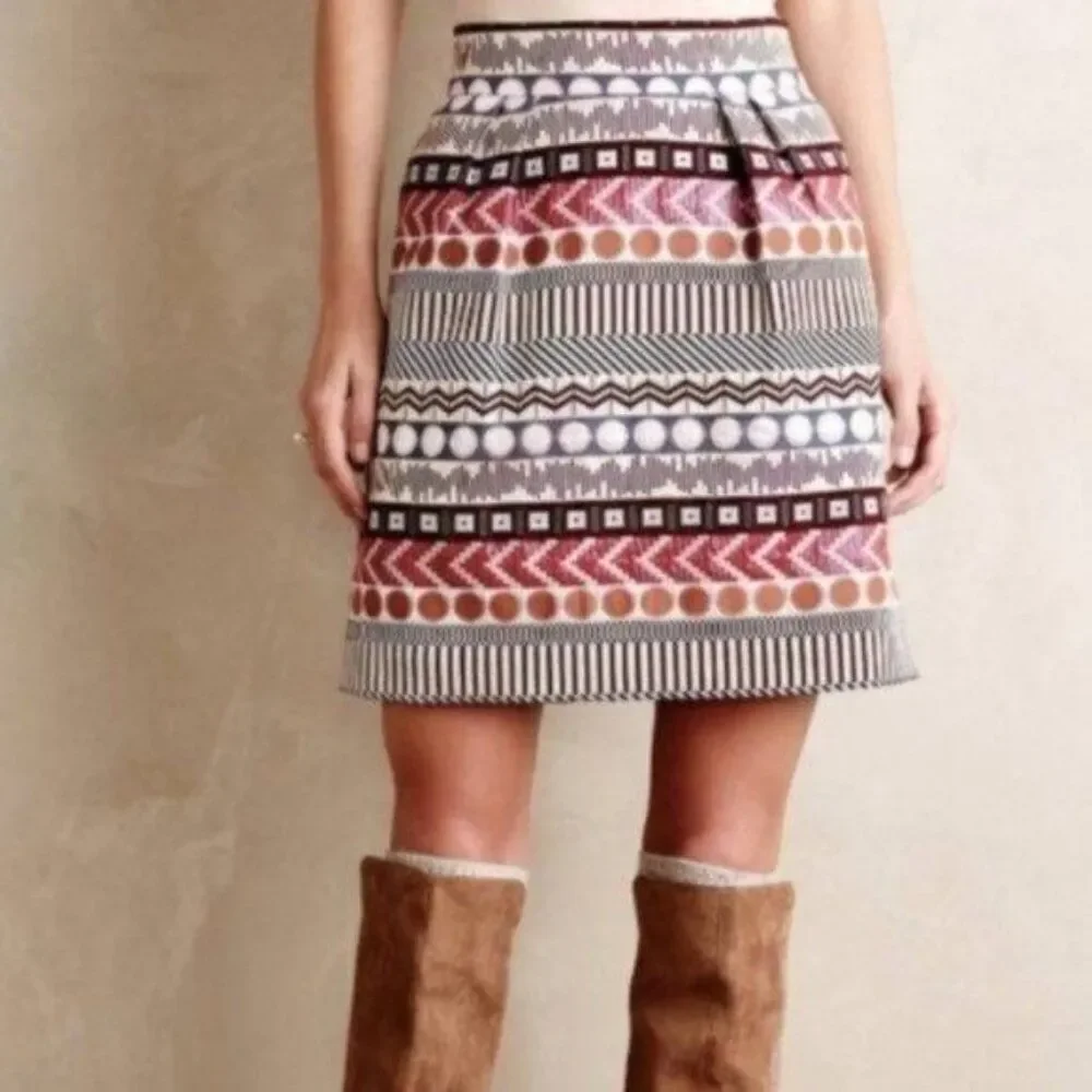 Anthropologie Nomad Metallic Geo Skirt Size 2
